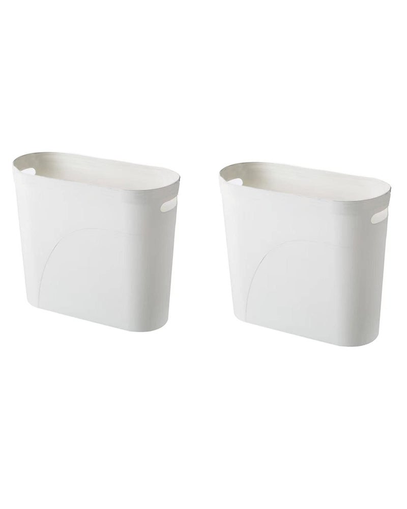 YAZEES Bathroom Small Trash Can, 3 Gallon Slim Plastic, Set of 2, White - Image 1